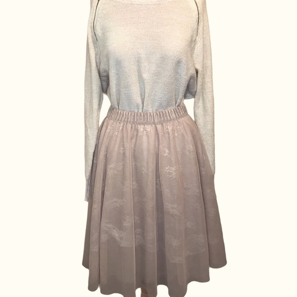 Tan Beige Mid Length Layered Tulle Skirt - Picture 2 of 10